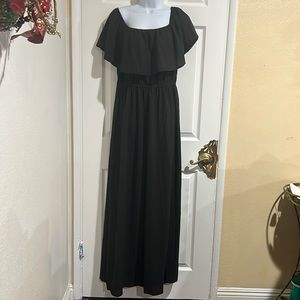 SHEIN Maxi Black Long Dress off the shoulder with slit